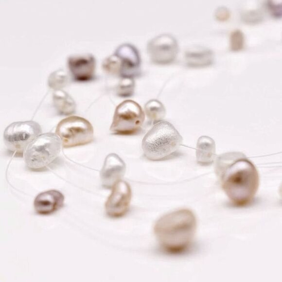 Pink freshwater pearl illusion necklace 🆕 - Picture 7 of 9